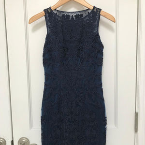 Sue Wong Soutage Embroidered Sheath Cocktail Dress